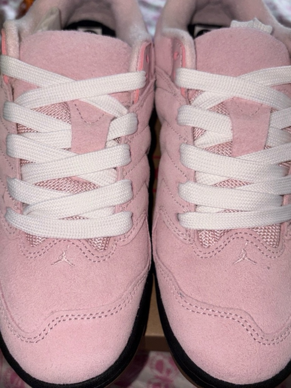 Jordan Women's Pink Suede Sneakers with White Laces